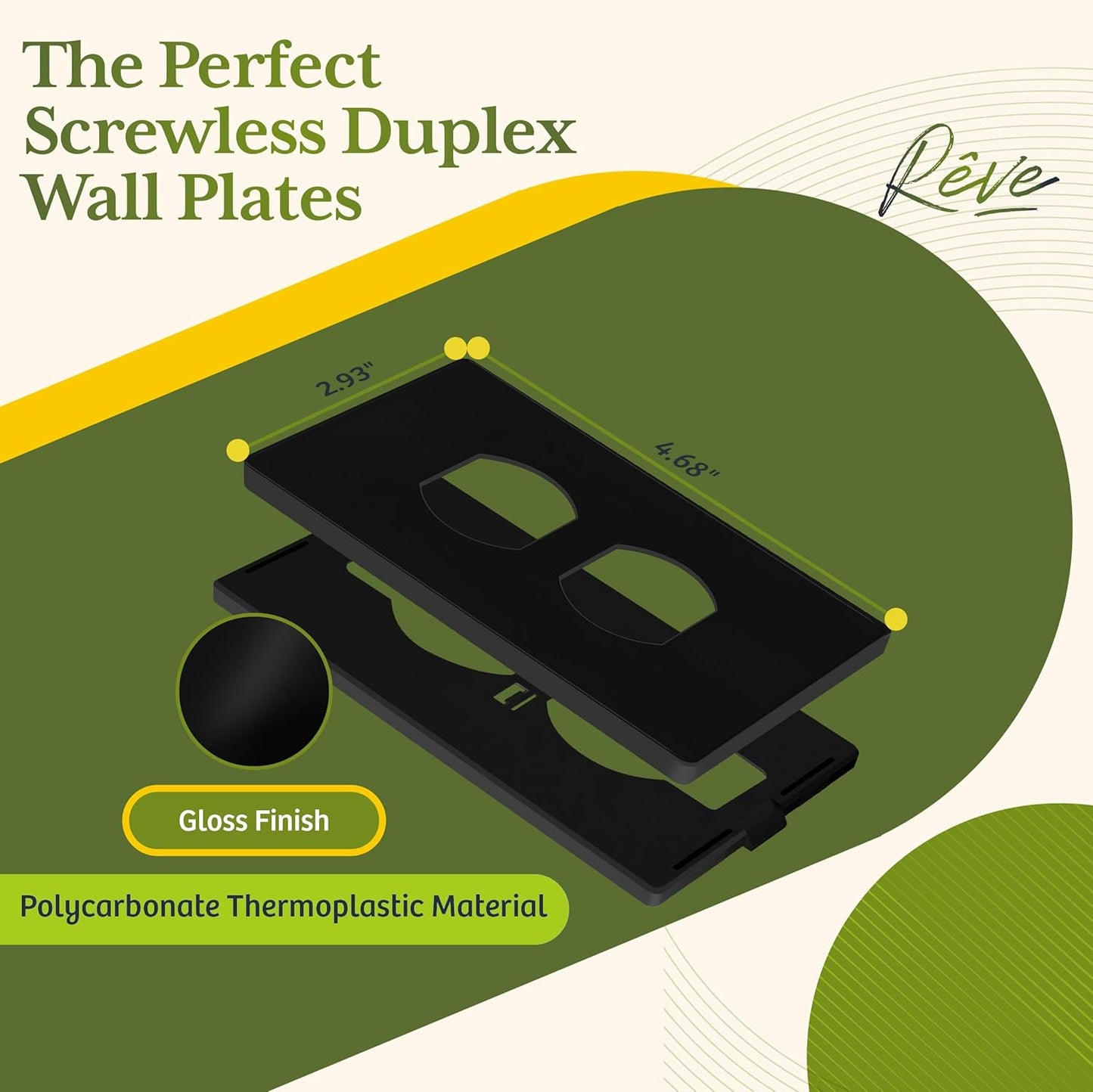 TG Screwless Duplex Wall Plate, Child Safe Receptacle Outlet Cover, Standard Size, 1-Gang 4.68" x