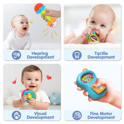 iPlay, iLearn 10pcs Baby Rattles Toys Set, Infant Grab Shake Rattle, Easy Hold Sensory Teether