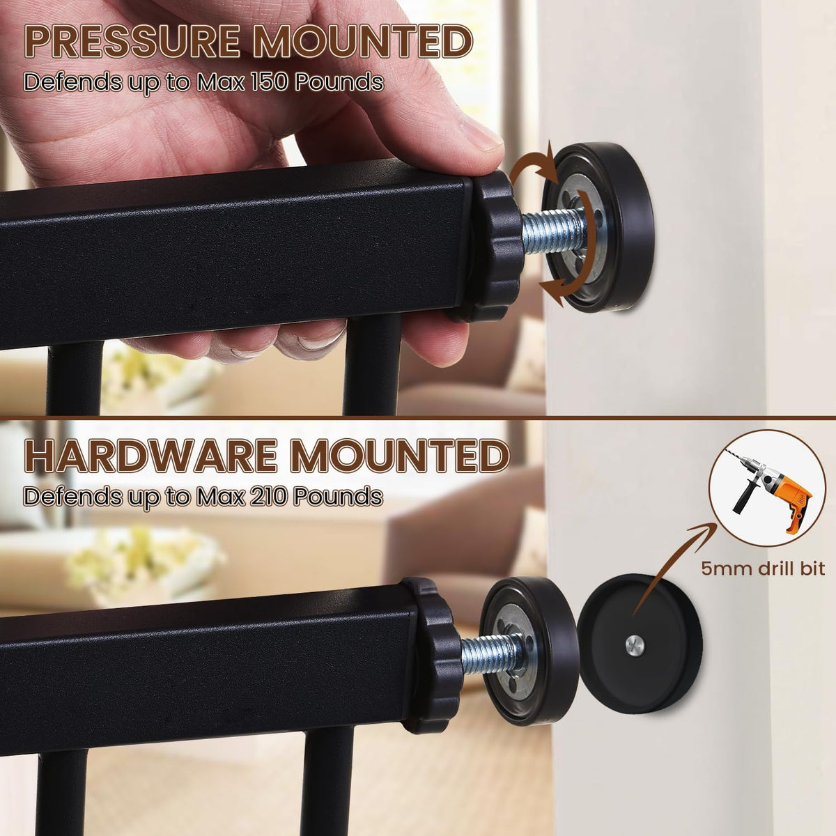 Baby Gate for Stairs - 29.6-46" Auto Close Dog Gate for Doorways, Extra Wide Child Gate Indoor