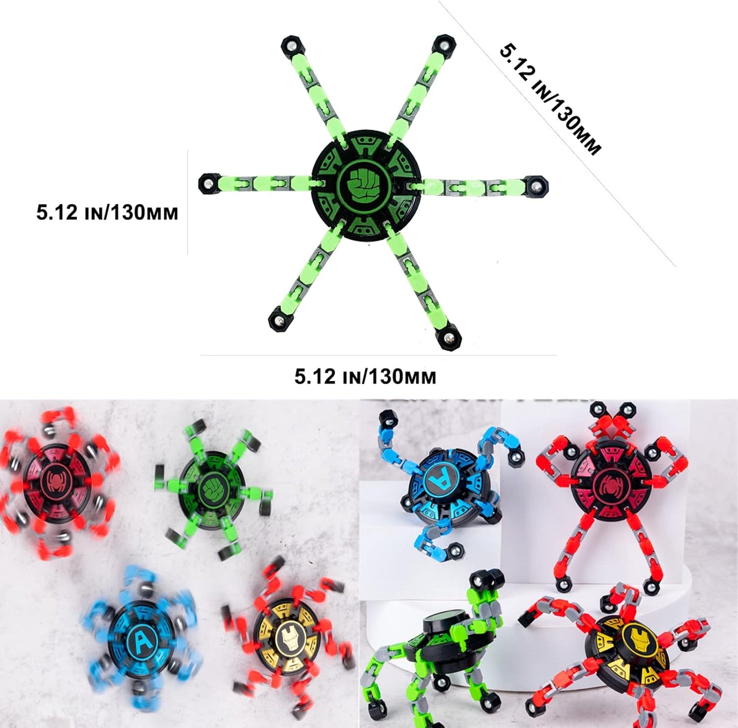 16Pack Fingertip Gyro Toy Mechanical Top DIY Deformation Robot Metal Transformable Spinners Funny