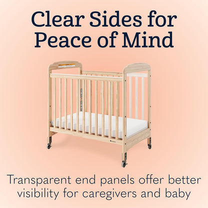 Foundations Serenity Compact Clearview Daycare Crib, Fixed Side, Durable Wood Construction