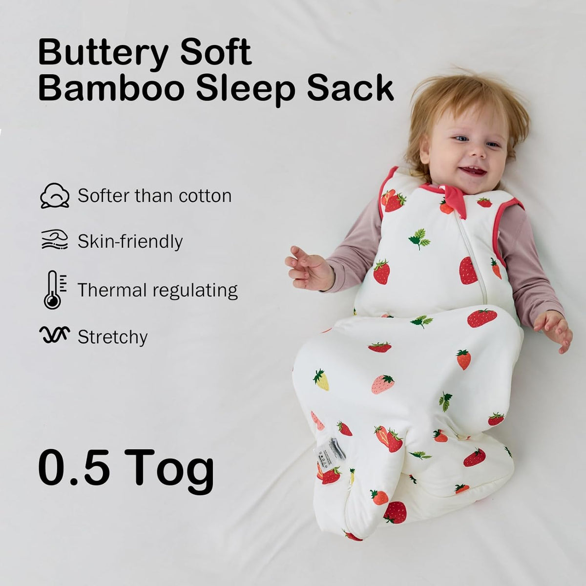 BubblePanda Rayon Made from Bamboo Sleep Sack 2t-3t 0.5 Tog Soft Lightweight Toddler Sleep Sack