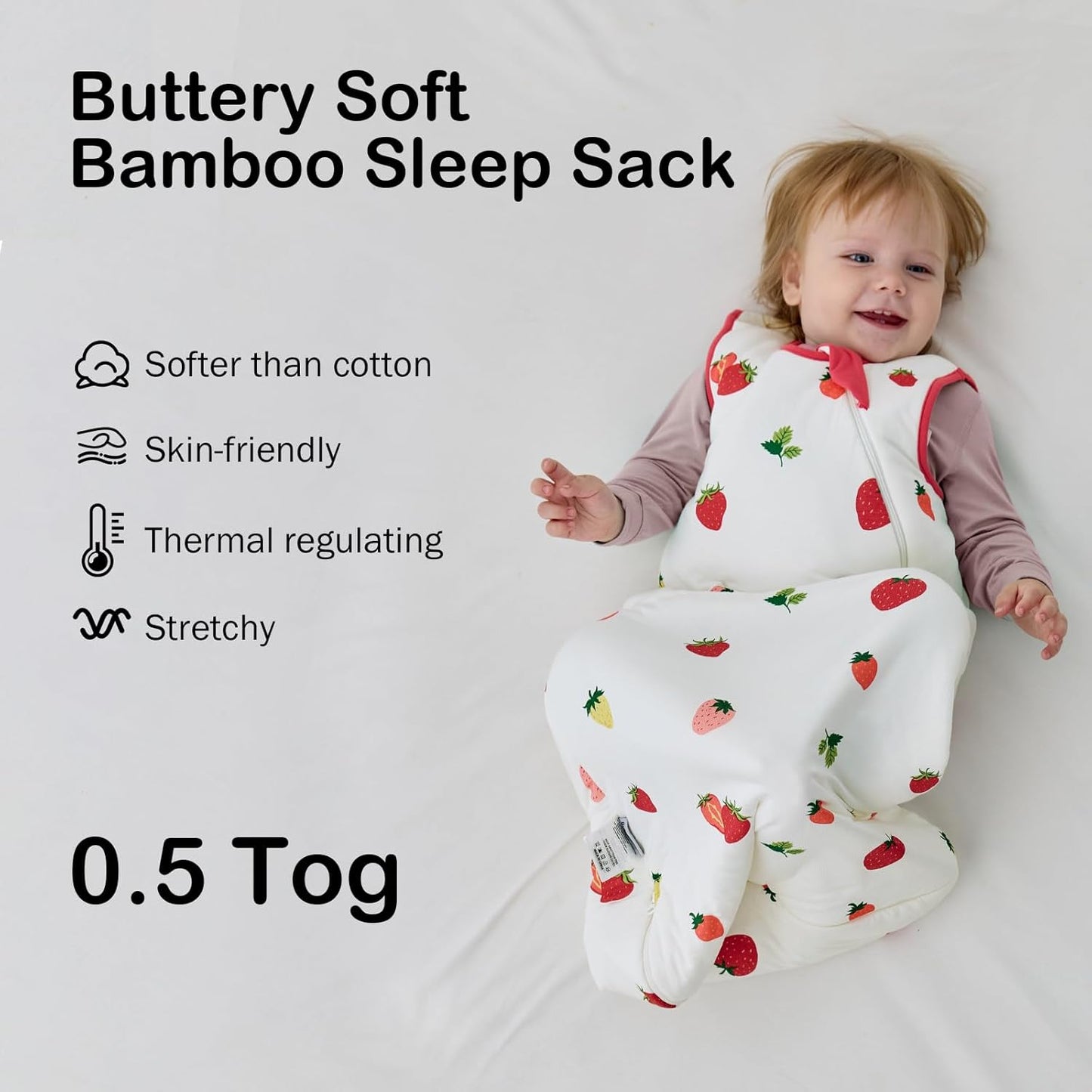 BubblePanda Rayon Made from Bamboo Sleep Sack 0-6 Months 0.5 Tog Soft Newborn Sleep Sack 3-6 Months