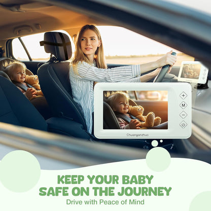 Baby Car Camera with Advanced Crystal-Clear Night Vision, 3X Zoom, USB Powered, 5'' AHD 1080P IPS