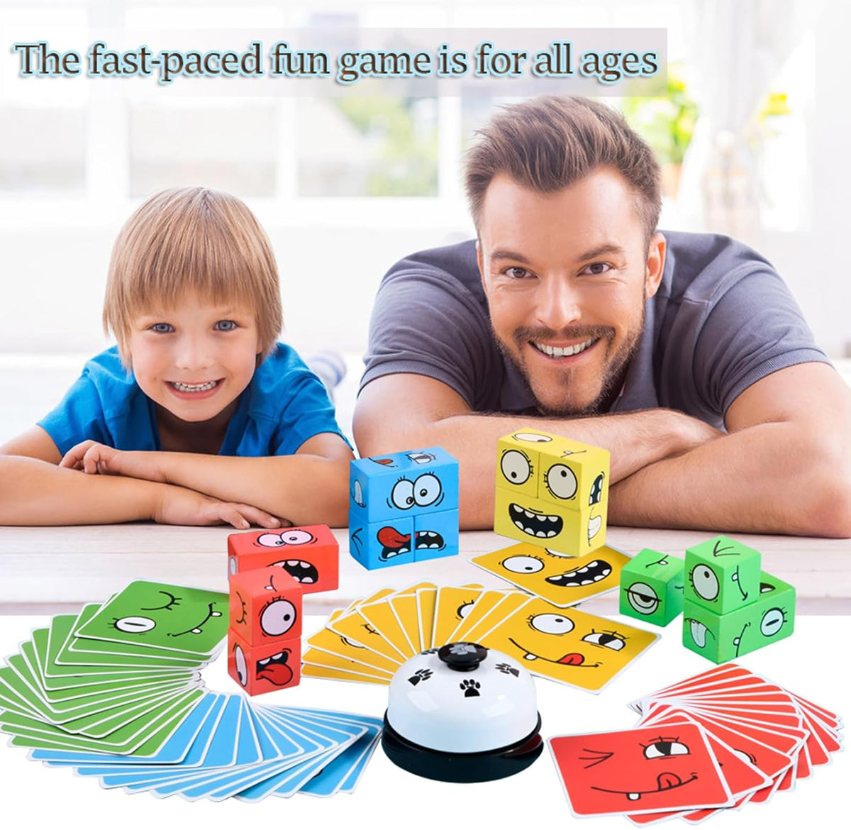 Wooden Face Changing Magic Cube Game, Expression Puzzle Building Blocks Pattern Matching Game