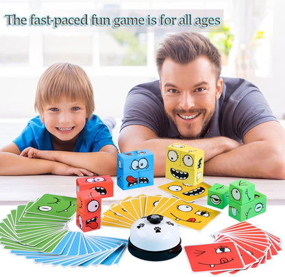 Wooden Face Changing Magic Cube Game, Expression Puzzle Building Blocks Pattern Matching Game