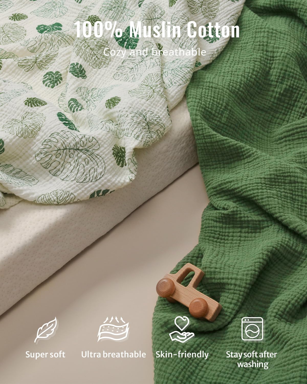 Blissful Diary Muslin Baby Changing Pad with Waterproof Lining Foam, Diaper Changing Table Pad with