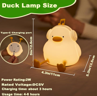 DREAMING MY DREAM Cute Duck Night Light,LED Squishy Novelty Duck Lamp,3 Level Dimmable Soft