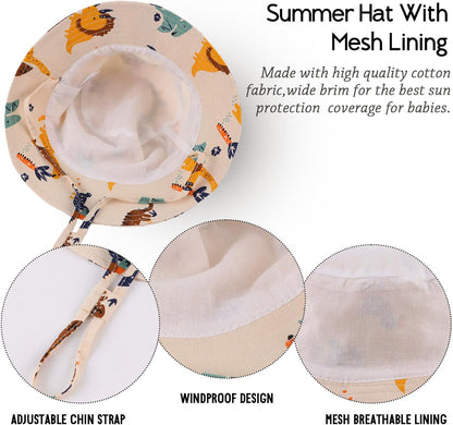 JANGANNSA Cotton Baby Sun Hat Infant Toddler Boys Girls Bucket Hats Summer Sun Protection Kids