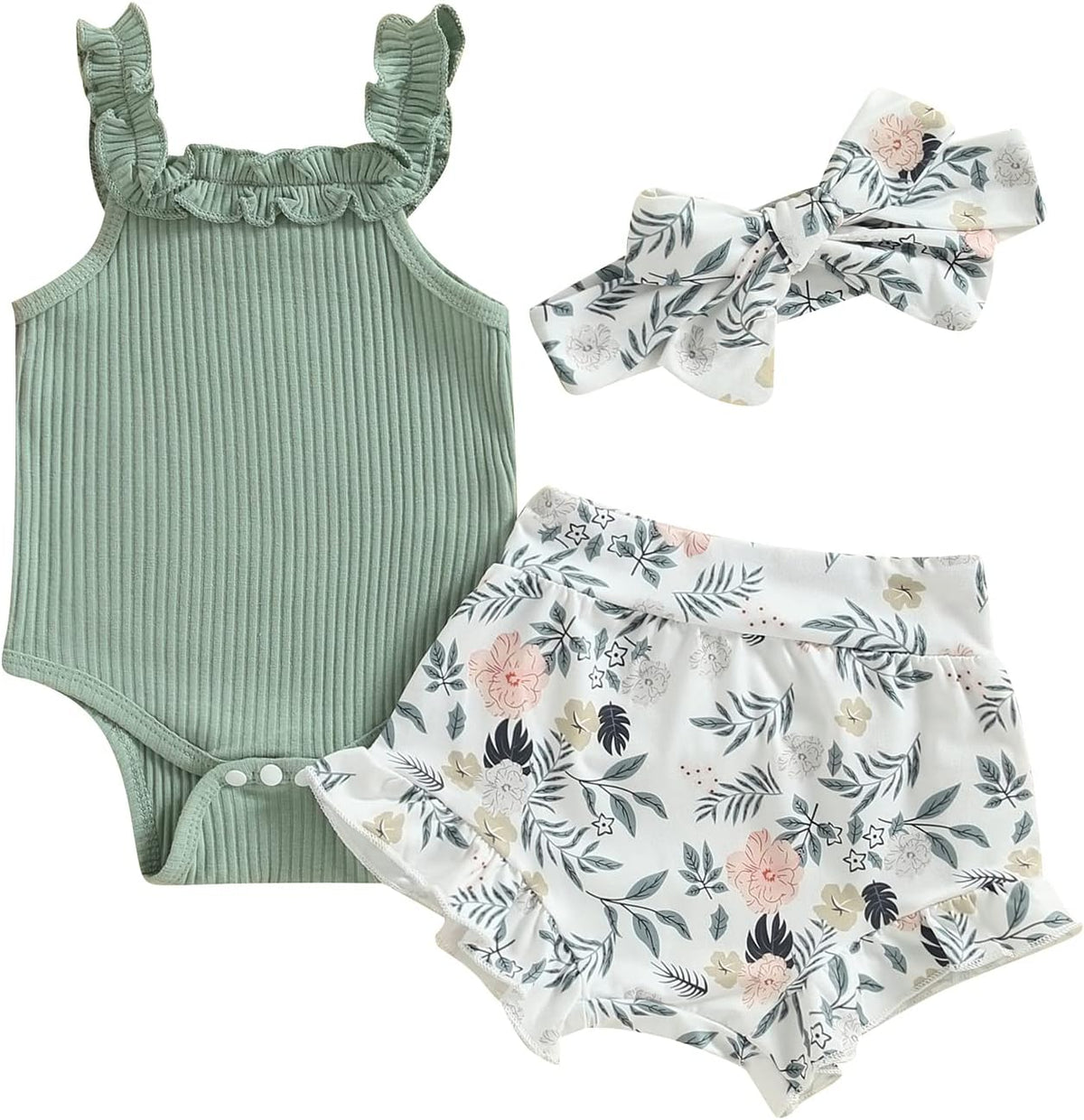 fhutpw Baby Girl Clothes Summer Cute Outfits 3 6 12 18 Months Spaghetti Strap Romper & Floarl