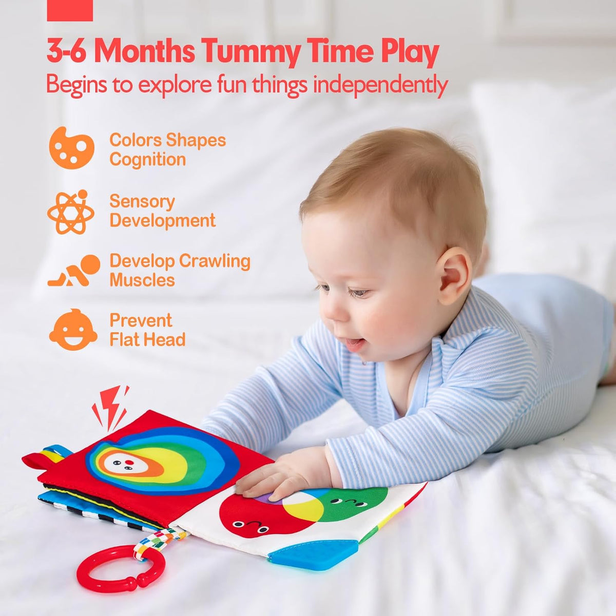 hahaland Baby Books 0-6 Months - 2PCS Infant Toys 0-6m Tummy Time Babies Toy Newborn Toys High
