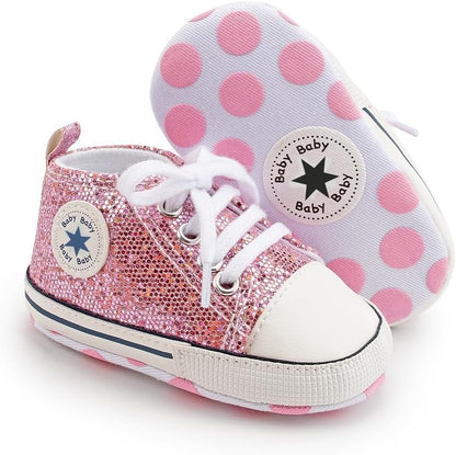 Unisex Baby Girls Boys Canvas High-top Shoes, Newborn Infant Anti-Slip Soft Sole Frist Walking