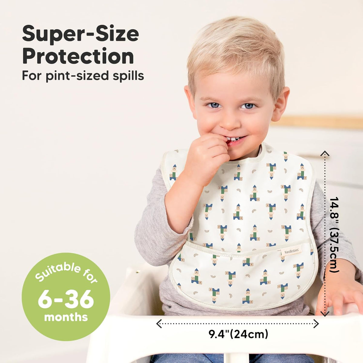 3-Pack Waterproof Baby Bibs for Eating - Lightweight Toddler Feeding Bibs with Large Food Catcher