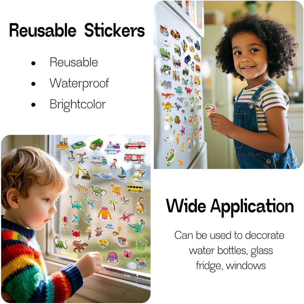 3 Sets Sticker Books for Toddlers 2-4 Years, Reusable Stickers Books for Toddlers 1-3, Travel Toys