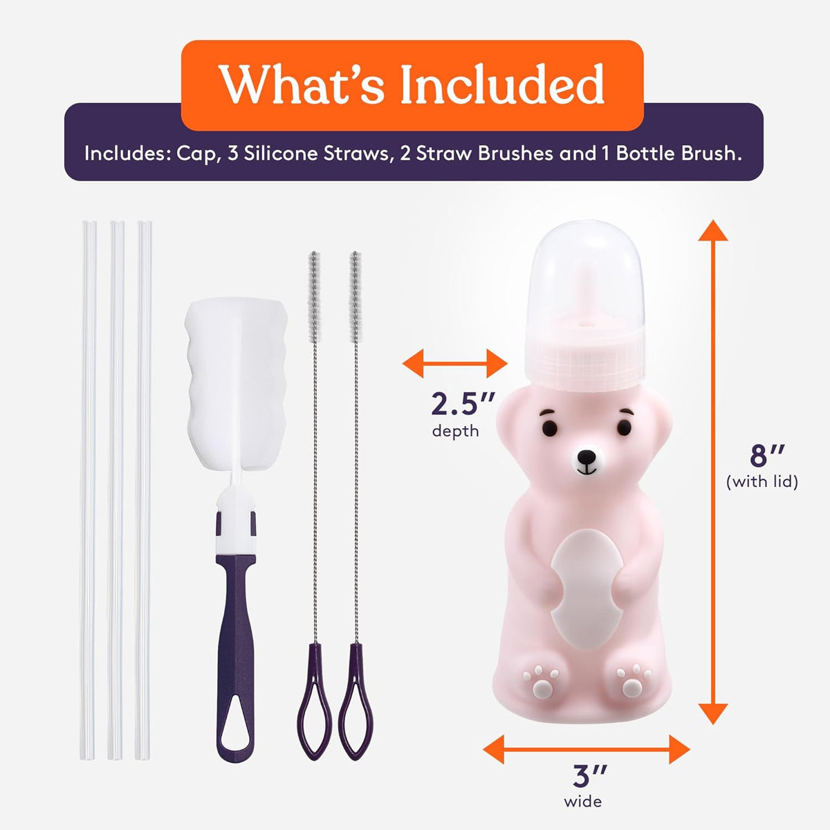 Special Supplies Honey Bear Straw Cup Long Straws, Squeezable Therapy and Special Needs Assistive