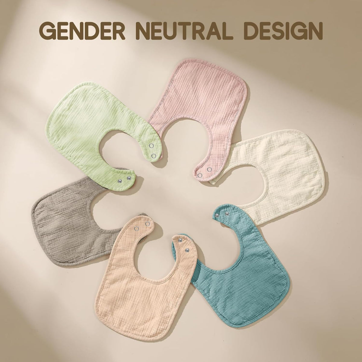AMAWMW Muslin Baby Bibs for Unisex Boys Girls 6Pack Baby Bandana Drool Bibs Adjustable Newborn Bib