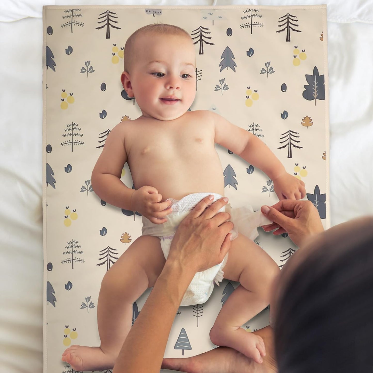 Vegan Leather Baby Changing Mat - Wipeable Portable Changing Pad, Foldable Travel Changing Mat for