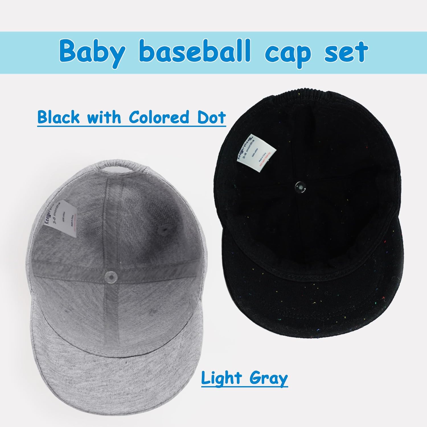 Keepersheep Baby Baseball Cap Infant Sun Hat, Cotton Knit with Soft Brim, Adjustable Soft Newborn