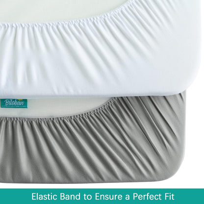 Biloban Pack and Play Sheets Waterproof 2 Pack Fitted, Compatible with Baby Graco/Dream On Me/Baby