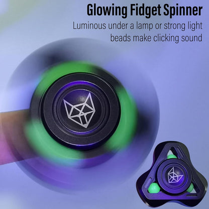 Freelove Upgraded Fox Tri 1.8'' Fidget Spinner with Steel Beads, Luminous Metal Spinners Toys for