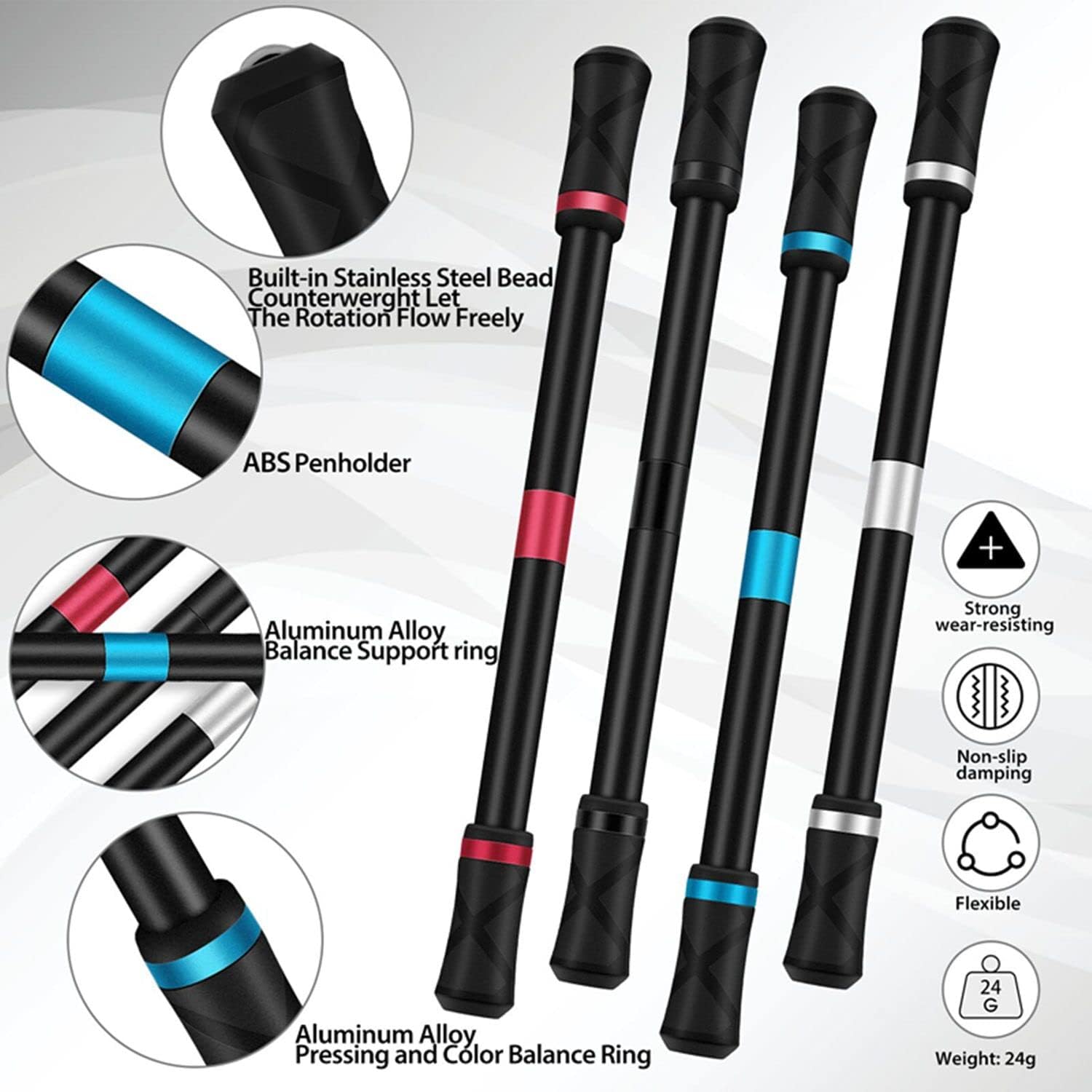4 Pieces Pen Spinning Spinner Pen Gaming Pen Spinning Mod Gaming Spinning Pens Flying Spinning Pen