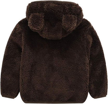 AIWUHE Toddler Boys Girls Hooded Jacket Fleece Hoodie Winter Warm Solid Color Teddy Coat Zip-up