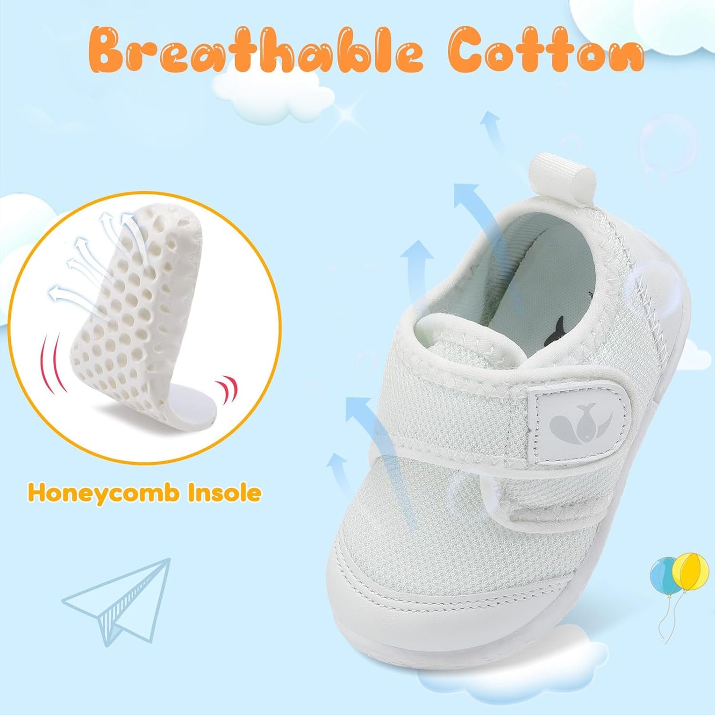FEETCITY Baby First Walking Shoes Boys Girls Infant Sneakers Crib Shoes Breathable Lightweight Slip