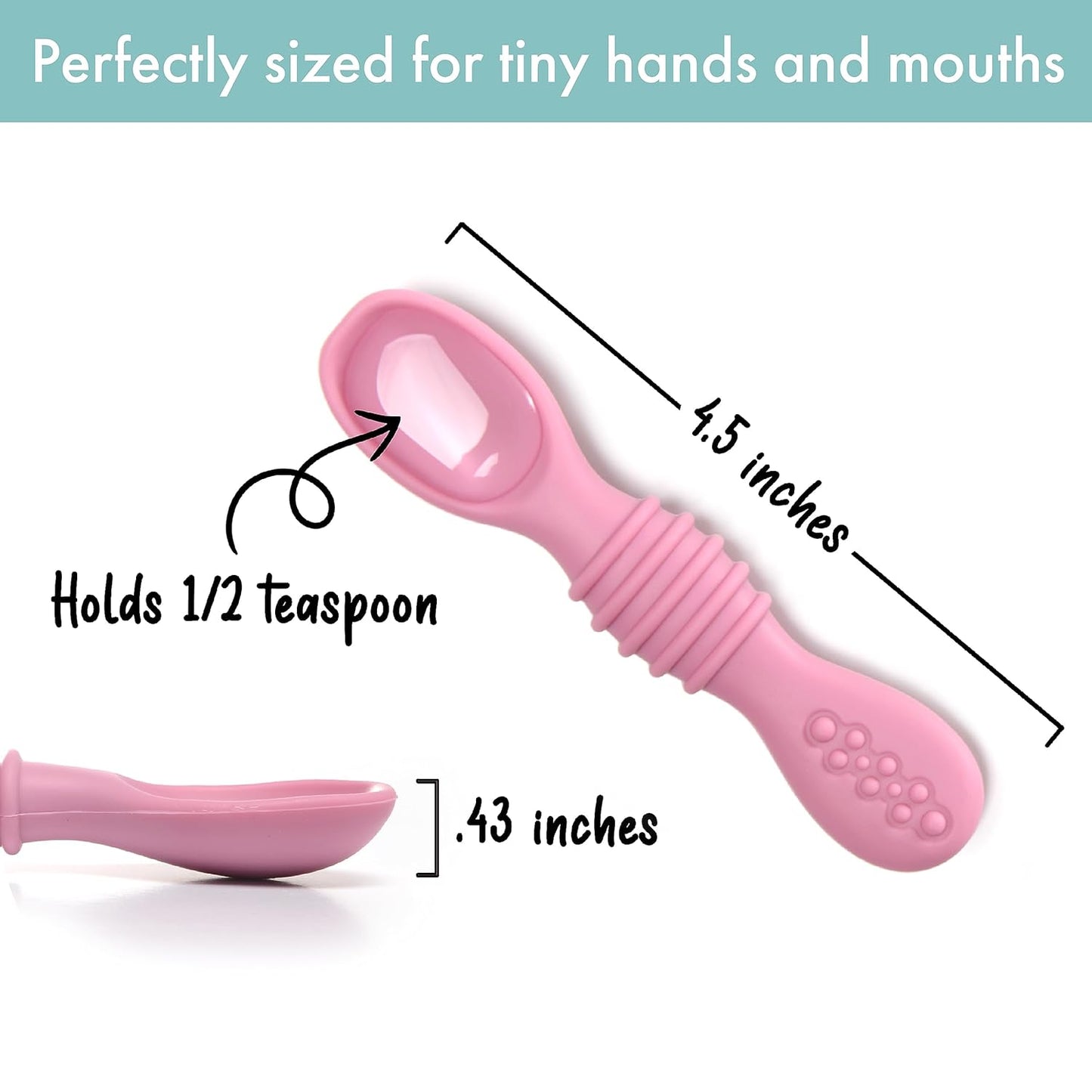 PrimaStella Silicone Chew Spoon Set for Babies and Toddlers | Safety Tested | BPA Free | Microwave