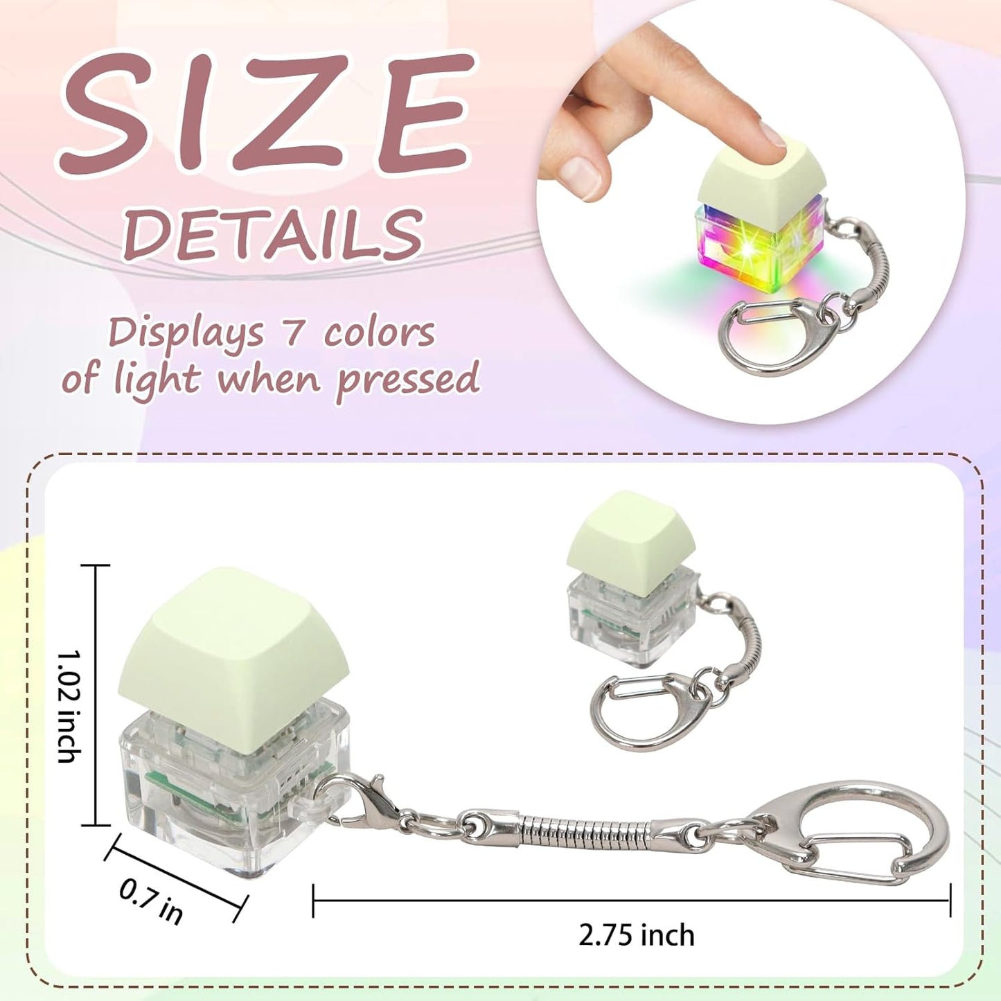 Keyboard Fidget Toys for Adults Keyboard Clicker with LED Light Keychain Fidget Sensory Fun Toys