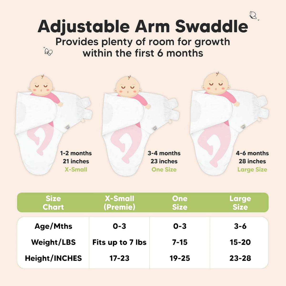 3-Pack Organic Baby Swaddle Sleep Sacks - Swaddles for Newborns, Infant 0-3 Months, Baby Girls