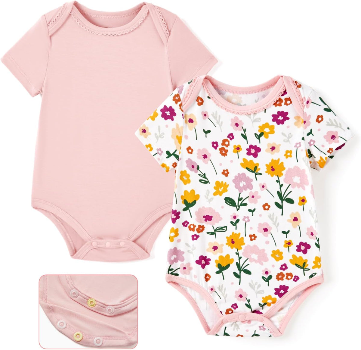 PATPAT Baby Bodysuits Supersoft Bamboo Viscose - Short Sleeve Boys and Girls - Newborn Infant