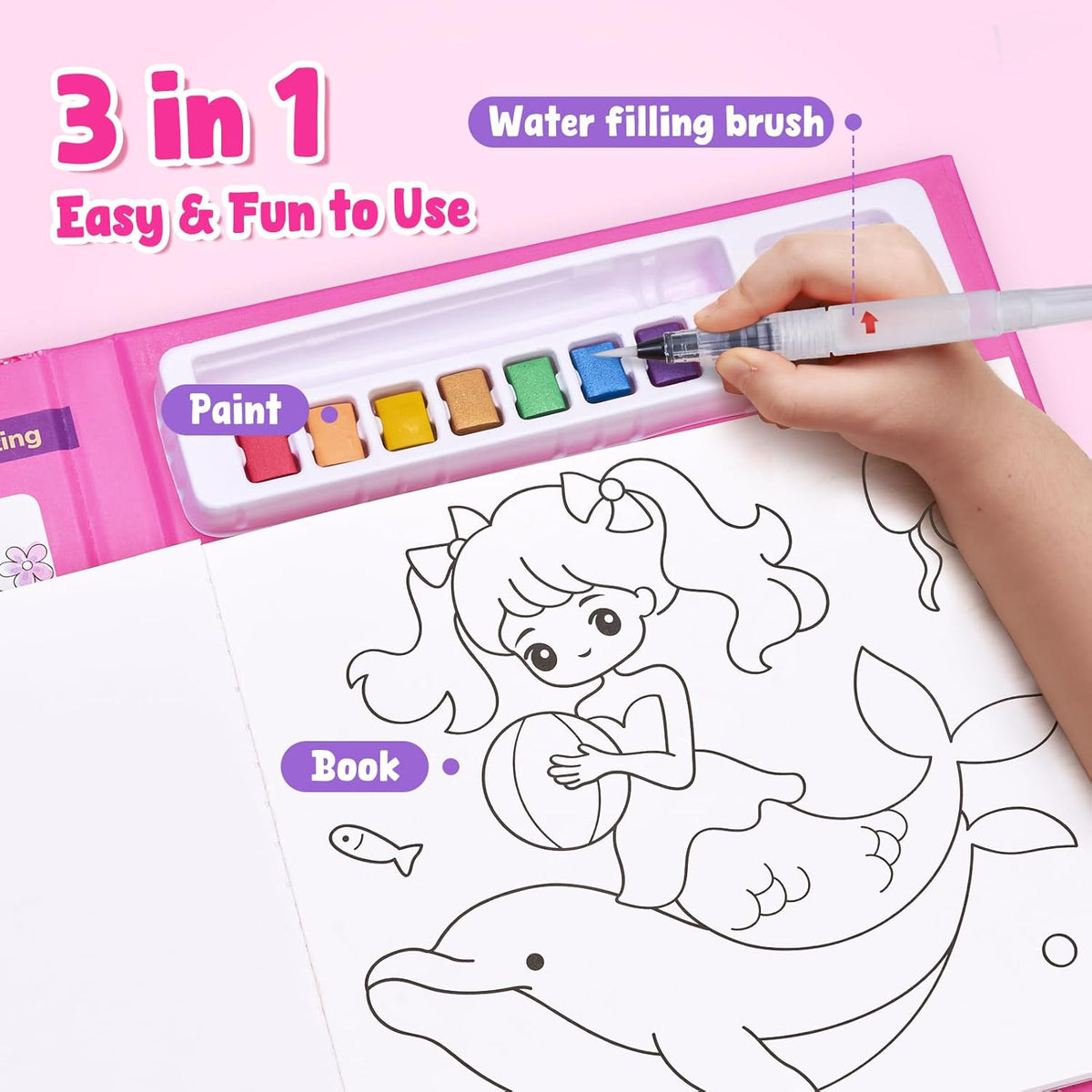 JoyCat Paint with Water Coloring Books, Art & Craft Activity, Princess No Mess Art for Kids Ages
