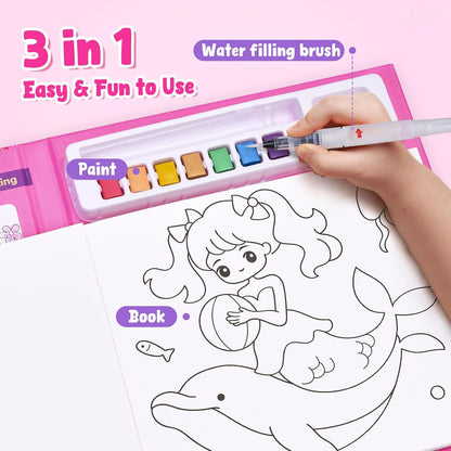 JoyCat Paint with Water Coloring Books, Art & Craft Activity, Princess No Mess Art for Kids Ages
