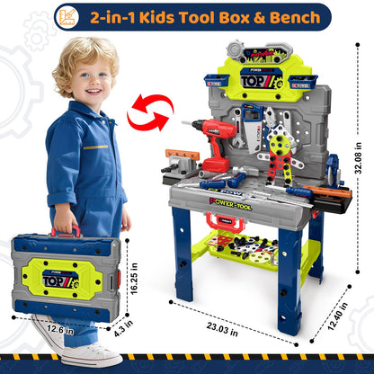 Kids Tool Bench with Electric Drill, Toddler Tool Set for Boys Ages 3-5 6-8