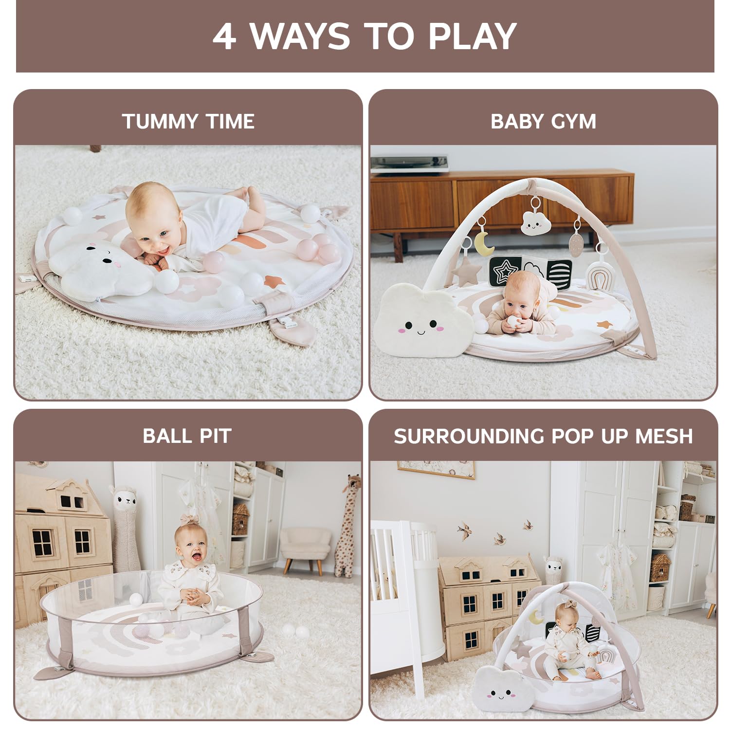 6-in-1 XL Play Mat & Play Gym, Baby Gym, Baby Activity Gym, Sensory Exploration and Motor Skill
