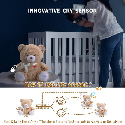 BEREST Baby Cry Activated Sleeping Aid Soother, White Noise Machine Infant Stuffed Animal Baby
