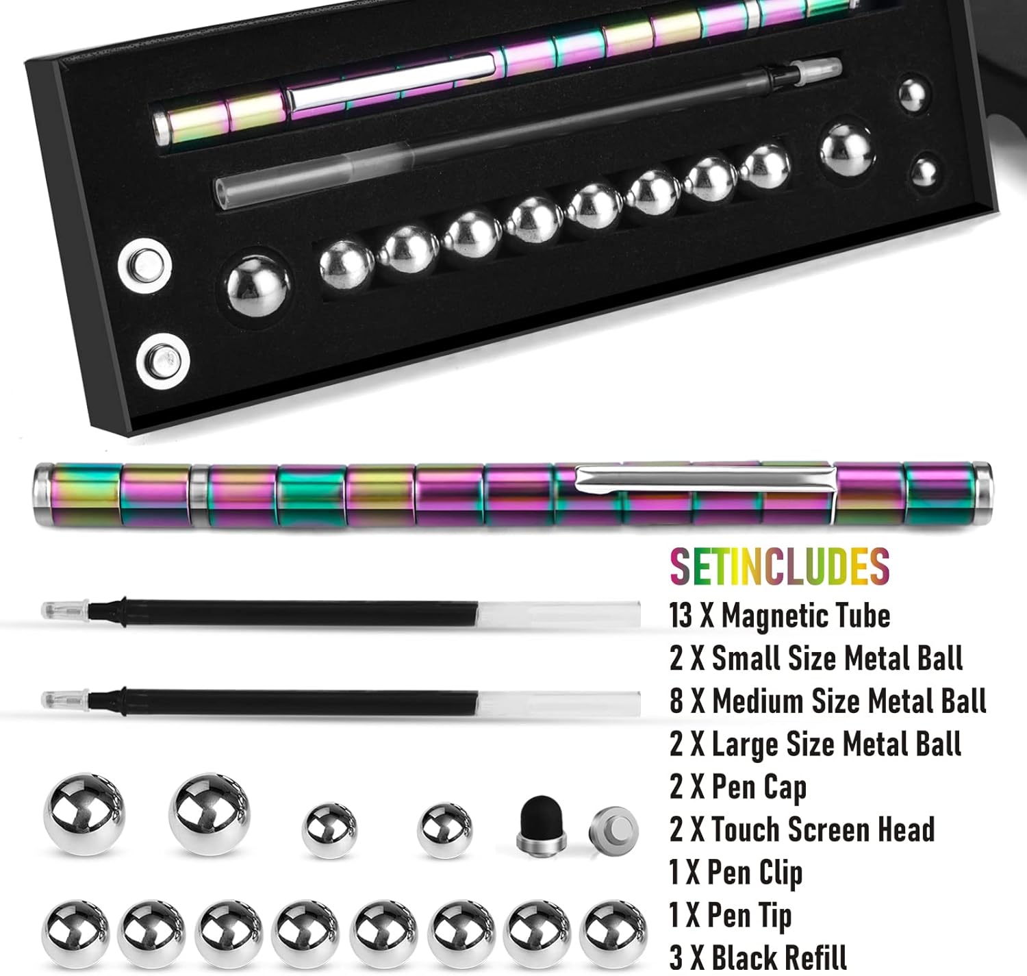 Color Fidget Pen Toy, Sensory Tool EDC Fidgeting Game for Adults, Cool Gadget Best for Stress and