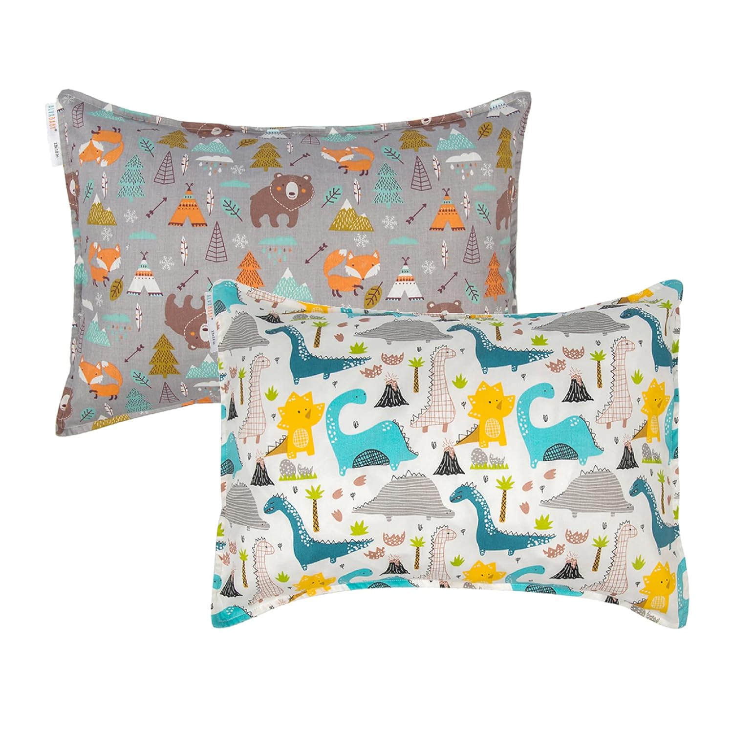 ALVABABY Toddler Pillowcases 2 Pack Organic Cotton Kids Pillow Cover Fit 13"x 18" or 14"x20"
