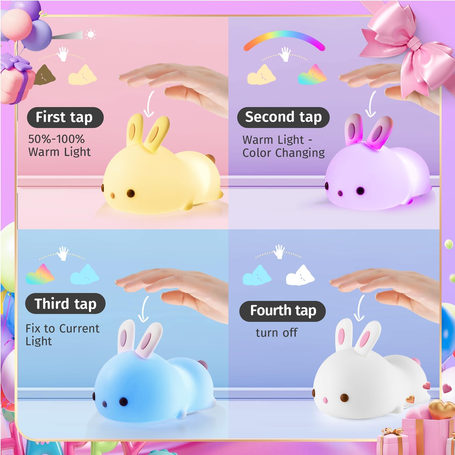 One Fire Night Light for Kids Room, Timer Baby Toddler Nursery Animal Battery Remote Kawaii Night