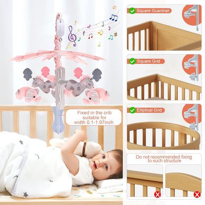 Upgraded Blublu Park Musical Mobile for Crib, Baby Crib Mobile with Hanging Rotating Toys Woodland