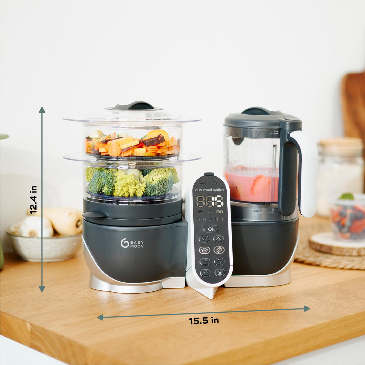 Babymoov Duo Meal Station: 6-in-1 Baby Food Maker | Steams, Blends, Warms, Defrosts, Sterilizes