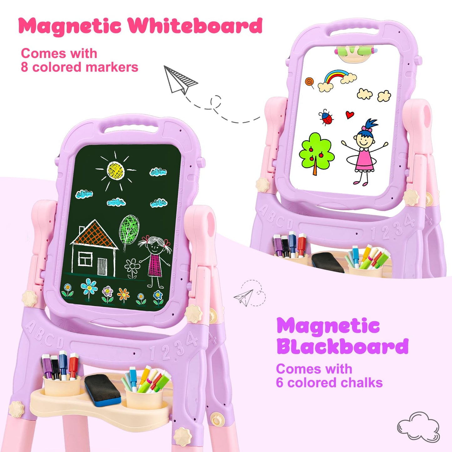 Toddlers Art Easel KidMagnetic White Board Chalk Board Toys 3 4 5 Year Girl Birthday Gifts