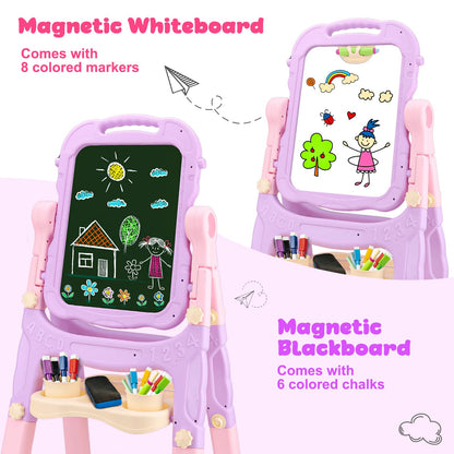 Toddlers Art Easel KidMagnetic White Board Chalk Board Toys 3 4 5 Year Girl Birthday Gifts