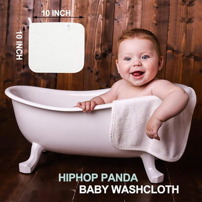 HIPHOP PANDA Baby Washcloths, Rayon Made from Bamboo - 2 Layer Ultra Soft Absorbent Newborn Bath