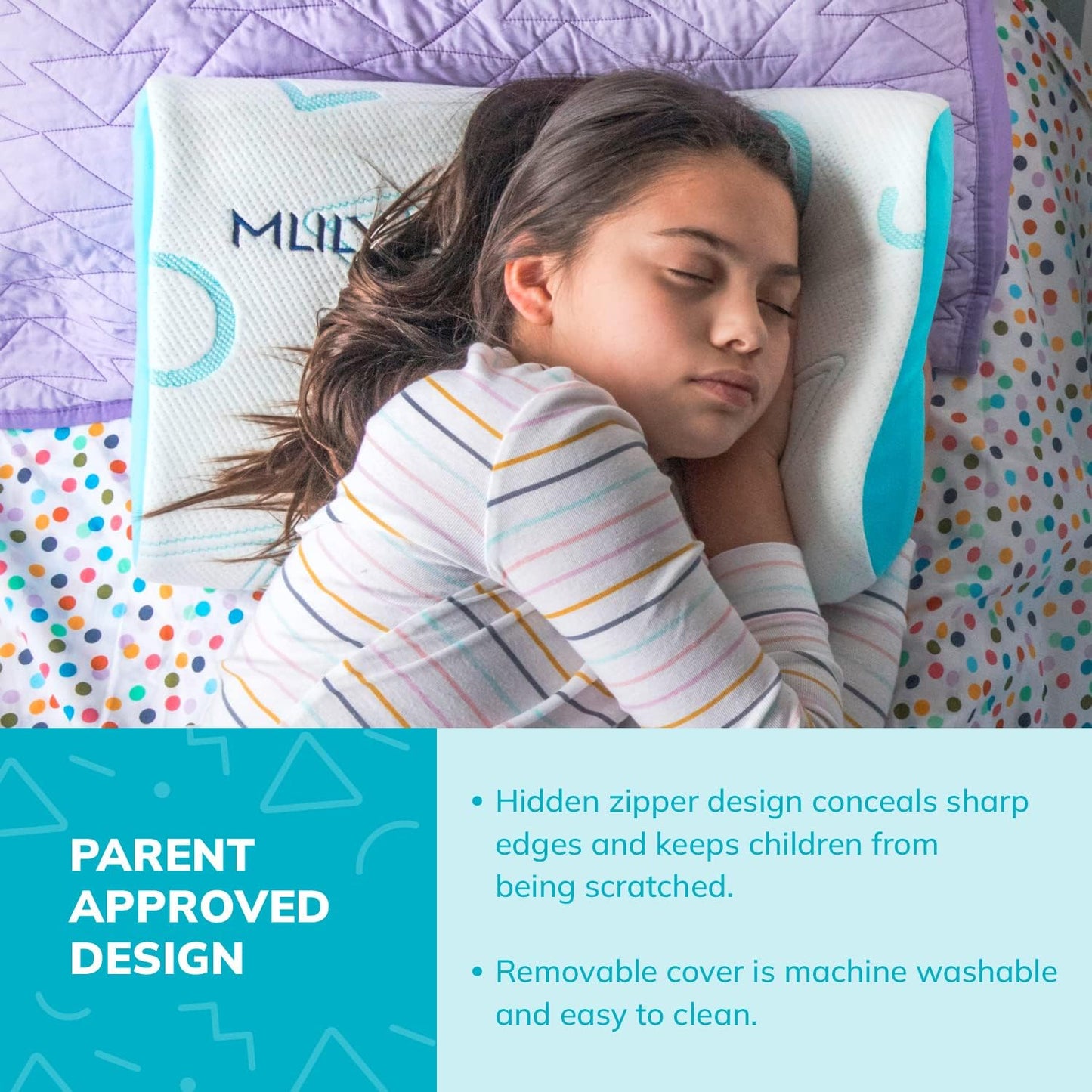 MLILY Kids Pillow for Sleeping, Adjustable Kids Memory Foam Pillow for Bed Set, Breathable and