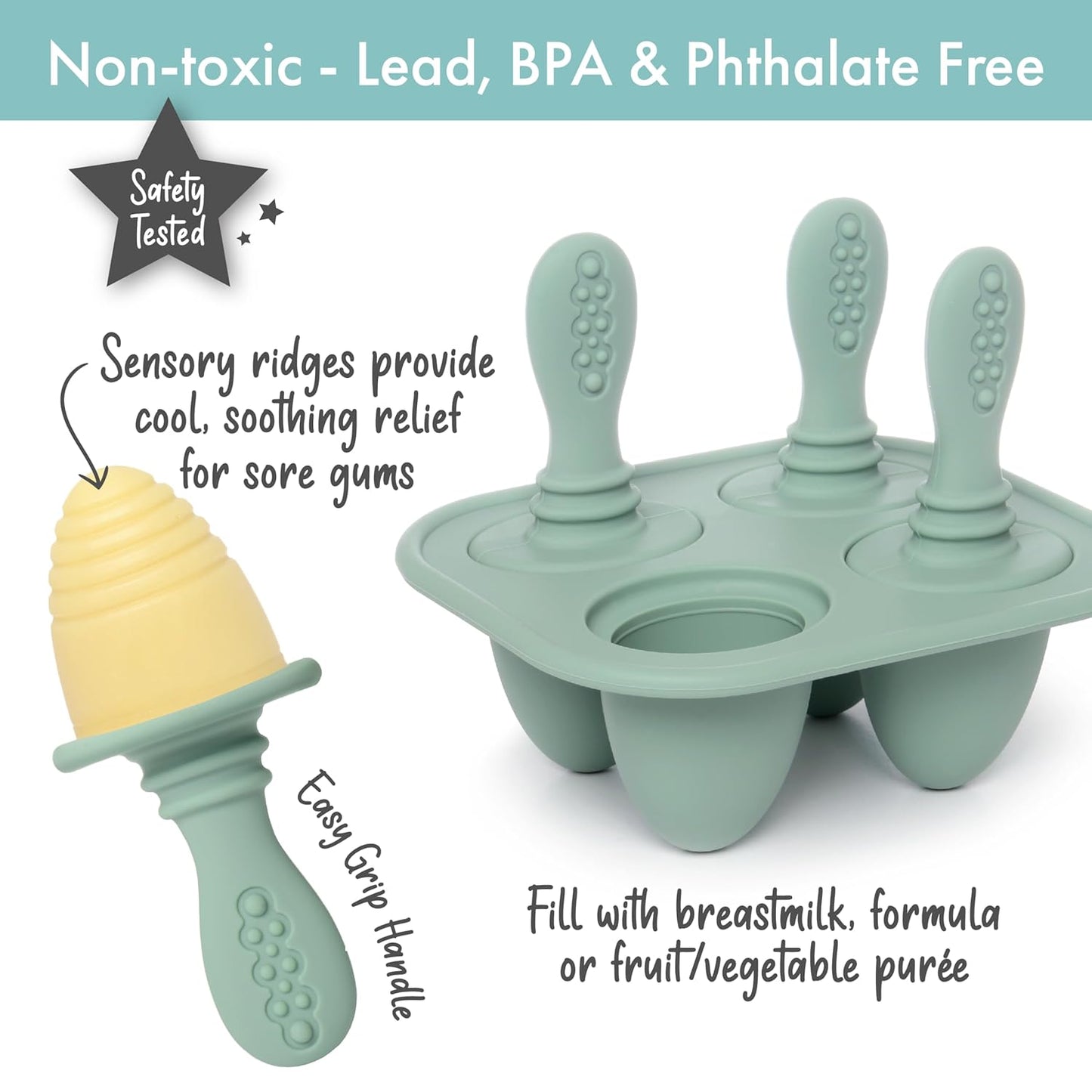 PrimaStella Silicone Petite Pops - Baby Popsicle Mold - BPA Free - Dishwasher Safe - 4 months+