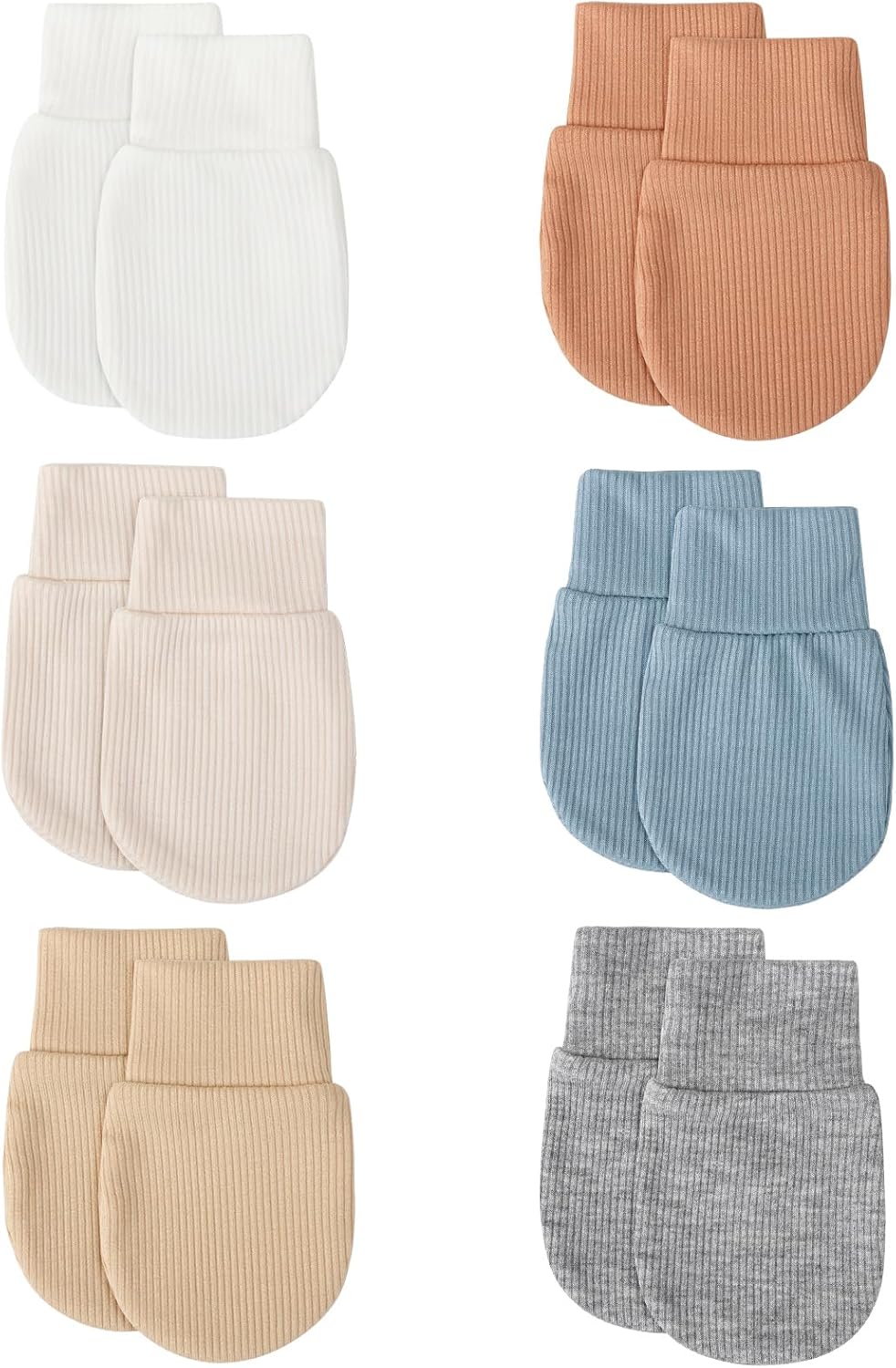 BQUBO 6 Pairs Newborn Baby Boys Girls Mittens 0-6 Months Unisex-Baby Infant Mittens Elastic No
