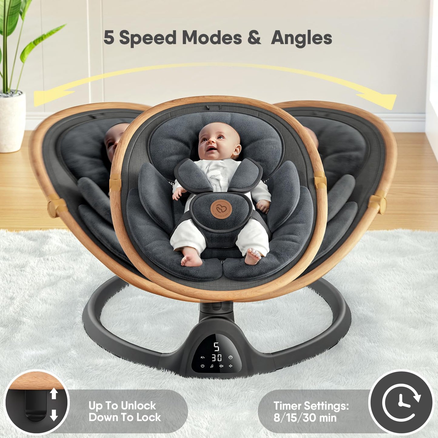 Baby Swings for Infants, Fasonbaby Infant Swing with 3 Seat Positions
