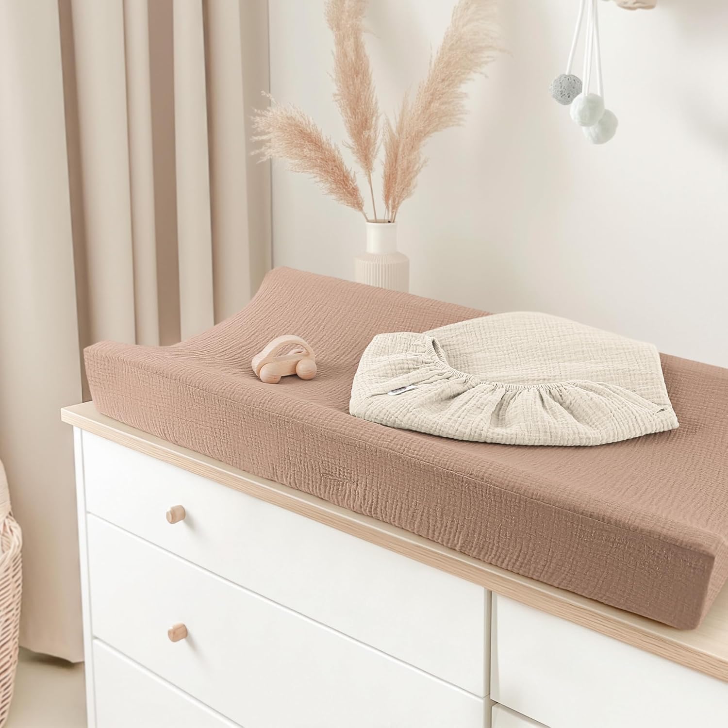 Bearmoss Changing Pad Cover, 2 Pack Muslin [100% Cotton] Diaper Changing Table Covers, 32'' x 16''