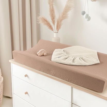 Bearmoss Changing Pad Cover, 2 Pack Muslin [100% Cotton] Diaper Changing Table Covers, 32'' x 16''